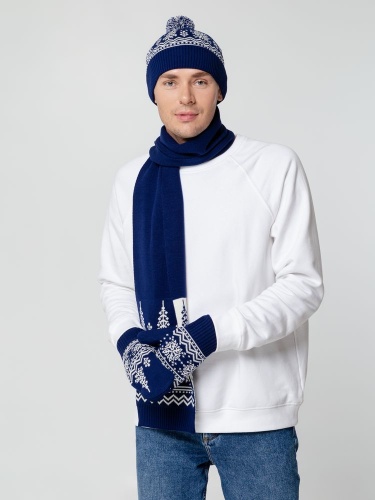 Шапка Elnik, синяя с молочно-белым фото 3 Шапка Elnik, синяя с молочно-белым фото 3