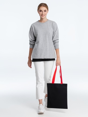 Холщовая сумка BrighTone, черная с красными ручками фото 6