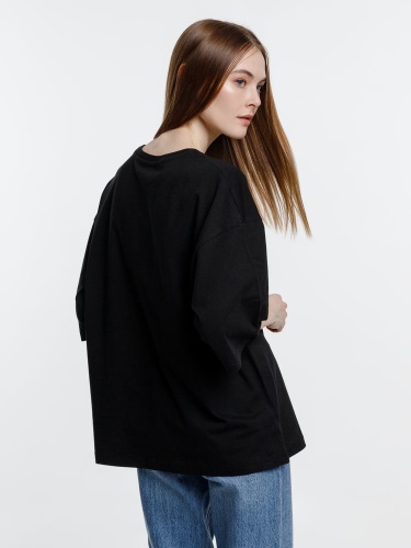 Футболка оверсайз унисекс Base Space, черная фото 4 Футболка оверсайз унисекс Base Space, черная фото 4