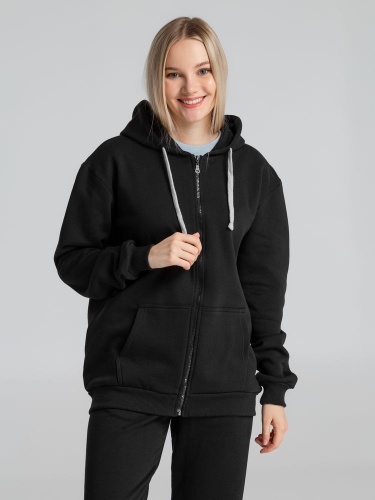 Толстовка на молнии с капюшоном Unit Siverga Heavy, черная фото 7