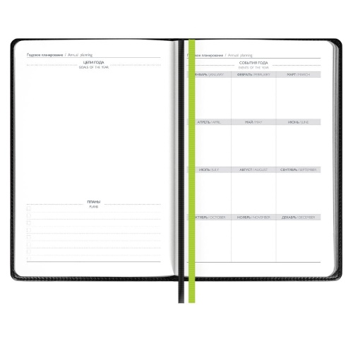 Ежедневник Alanis, недатированный, черный с зеленым фото 5