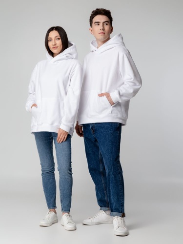 Худи флисовое унисекс Manakin, белое фото 14