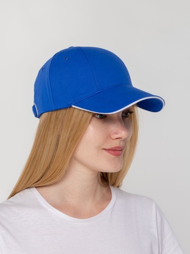 Бейсболка Canopy, ярко-синяя с белым кантом фото 7 Бейсболка Canopy, ярко-синяя с белым кантом фото 7