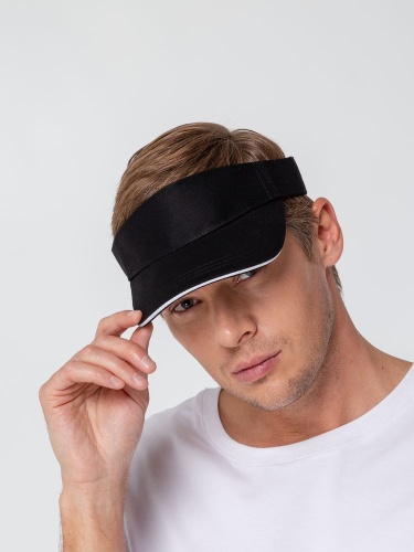 Козырек Active, черный с белым кантом фото 7 Козырек Active, черный с белым кантом фото 7