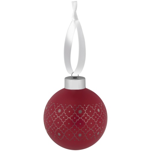 Елочный шар Chain с лентой, 8 см, красный Елочный шар Chain с лентой, 8 см, красный