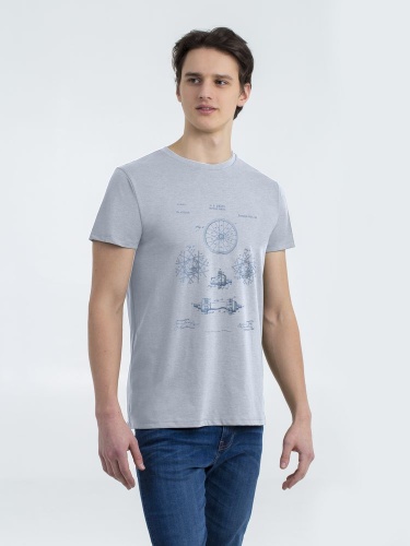 Футболка приталенная Old Patents. Wheel, голубой меланж Футболка приталенная Old Patents. Wheel, голубой меланж