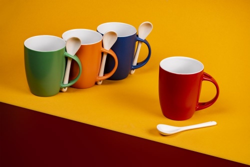 Кружка с ложкой Cheer Up ver.2, синяя фото 6 Кружка с ложкой Cheer Up ver.2, синяя фото 6