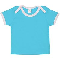Футболка детская с коротким рукавом Baby Prime, бирюзовая с розовым