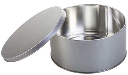 Коробка круглая, средняя, серебристая фото 6