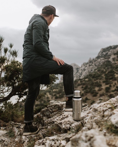 Термос Flask 1000, вакуумный, стальной матовый фото 7