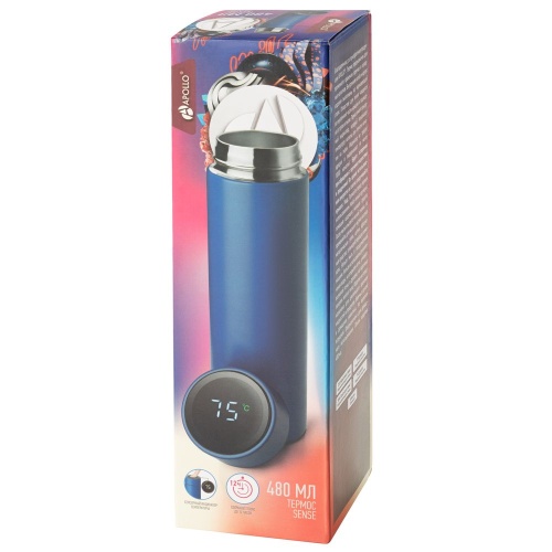 Термос с индикатором температуры Sense, синий фото 4 Термос с индикатором температуры Sense, синий фото 4