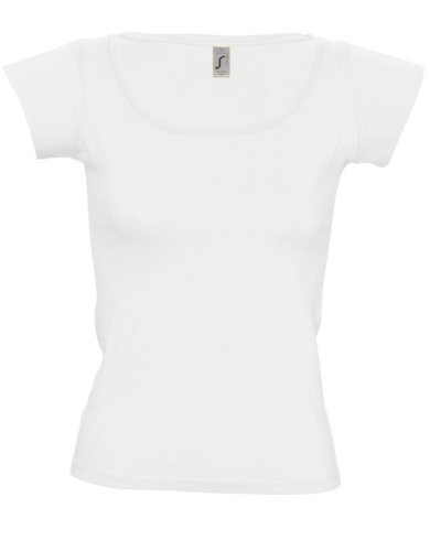 Футболка женская Melrose 150 с глубоким вырезом, белая Футболка женская Melrose 150 с глубоким вырезом, белая