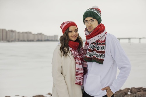 Шарф Happy View, красный с зеленым фото 8