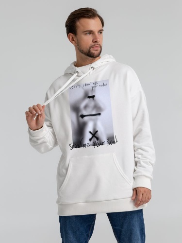 Худи оверсайз «Покажи мне свою душу», молочно-белое фото 6