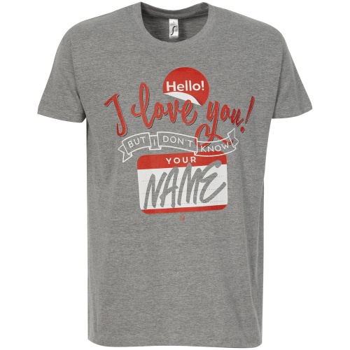 Футболка Hello! I Love You!, серый меланж фото 3