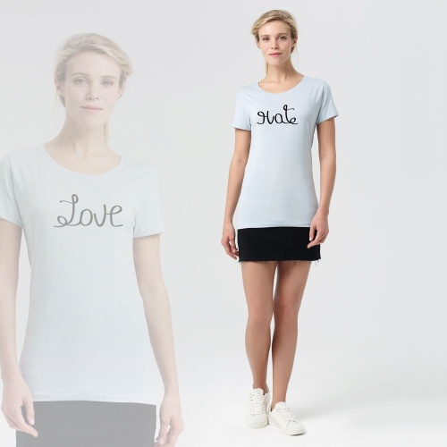 Футболка женская Hate-Love, голубая фото 5