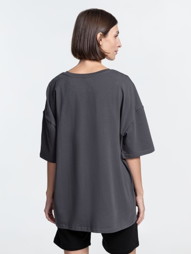 Футболка унисекс оверсайз Crosstown, темно-серая фото 3