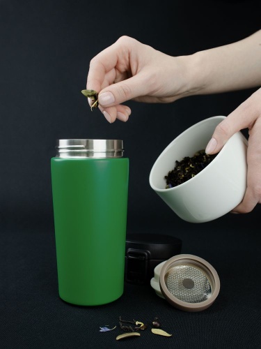 Термостакан с ситечком No Leak Infuser, зеленый фото 10