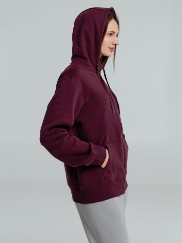 Толстовка на молнии с капюшоном унисекс King, бордовая фото 6