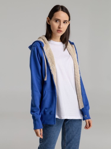 Толстовка унисекс на молнии Sherpa 280, ярко-синяя фото 10