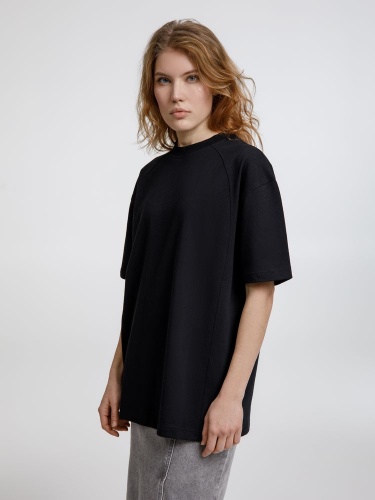 Футболка оверсайз унисекс Sideline, черная фото 3 Футболка оверсайз унисекс Sideline, черная фото 3