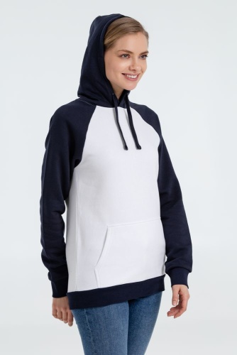 Толстовка унисекс Seattle, белая с темно-синим фото 8 Толстовка унисекс Seattle, белая с темно-синим фото 8