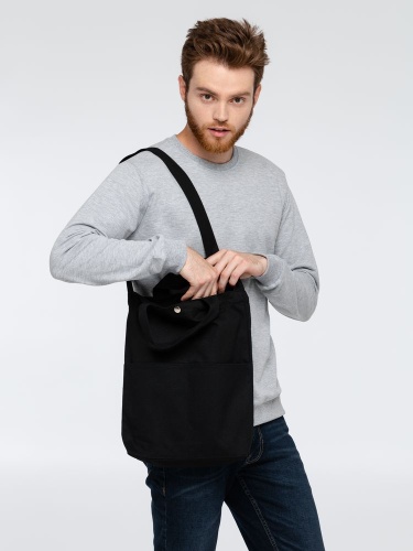 Сумка холщовая через плечо Artspace, черная фото 7