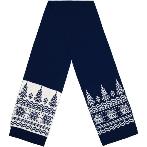 Шарф Elnik, синий с молочно-белым фото 2 Шарф Elnik, синий с молочно-белым фото 2