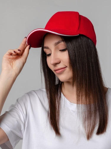 Бейсболка Generic, красная с белым кантом фото 7