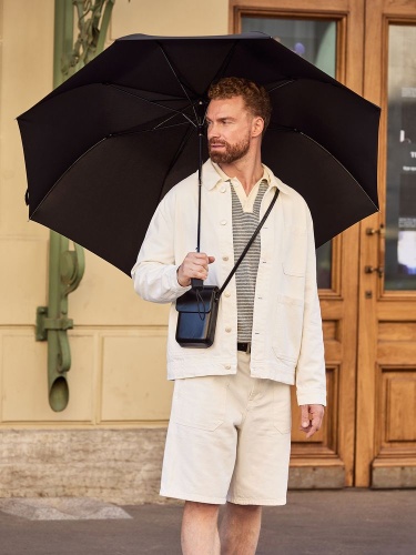 Зонт складной Big Arc, черный фото 4