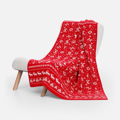 Плед Holidale, красный с молочным фото 2