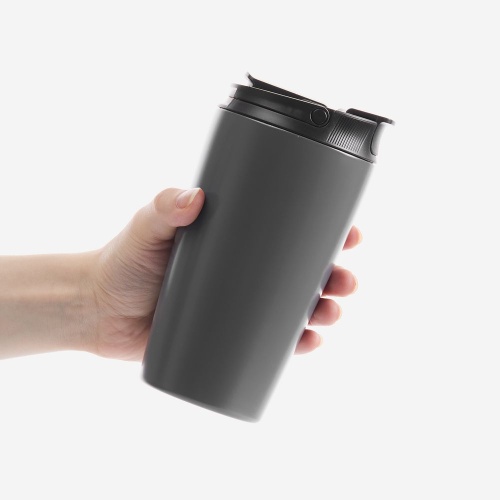 Термостакан с двумя поильниками Duetta, серый фото 2