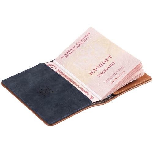 Обложка для паспорта Kalsa Palermo, синяя фото 4 Обложка для паспорта Kalsa Palermo, синяя фото 4