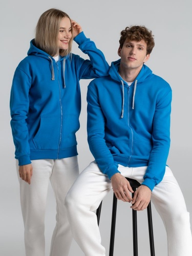 Толстовка с капюшоном на молнии Unit Siverga Heavy, бирюзовая фото 14