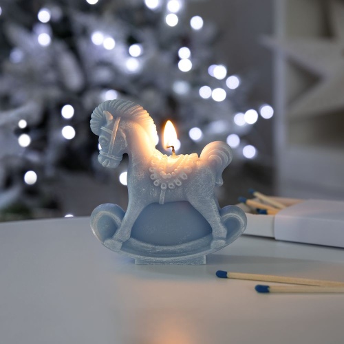 Свеча фигурная «Лошадка-качалка», голубая фото 3 Свеча фигурная «Лошадка-качалка», голубая фото 3