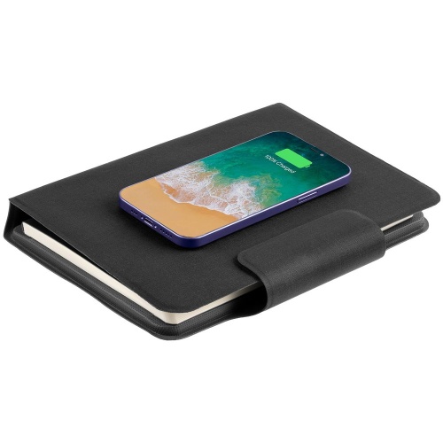 Органайзер с блокнотом и аккумулятором Oiro, черный фото 3 Органайзер с блокнотом и аккумулятором Oiro, черный фото 3