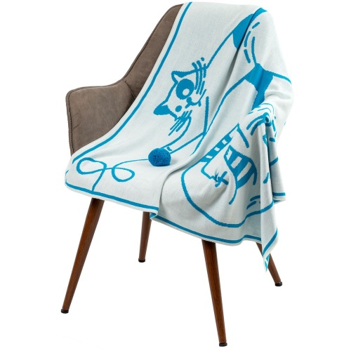 Детский плед Tender. Cats, белый с бирюзовым Детский плед Tender. Cats, белый с бирюзовым