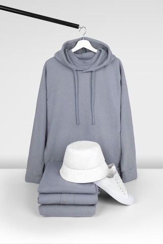 Худи унисекс H2, серое фото 6 Худи унисекс H2, серое фото 6