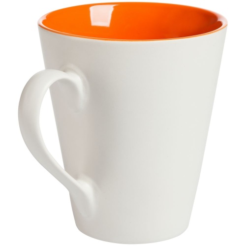 Кружка New Bell матовая, белая с оранжевым фото 3