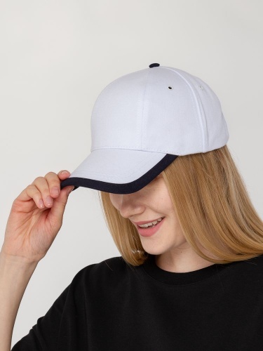 Бейсболка Honor, белая с темно-синим кантом фото 6 Бейсболка Honor, белая с темно-синим кантом фото 6