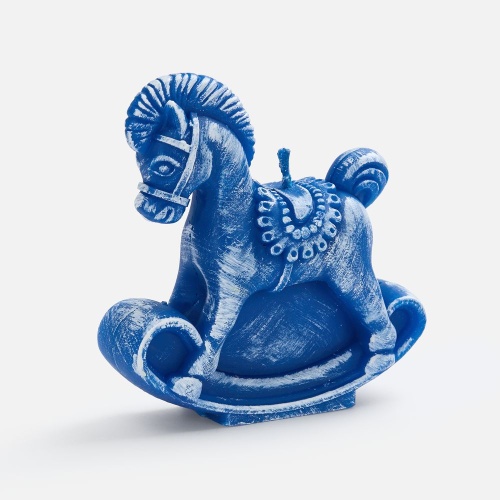 Свеча фигурная «Лошадка-качалка», синяя фото 2